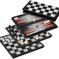 Schach-Backgammon-Dame-Set magnetisch