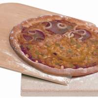 ROMMELSBACHER Pizzastein Pizza- / Brotbackstein mit Holzschaufel 35x35x1, 4cm