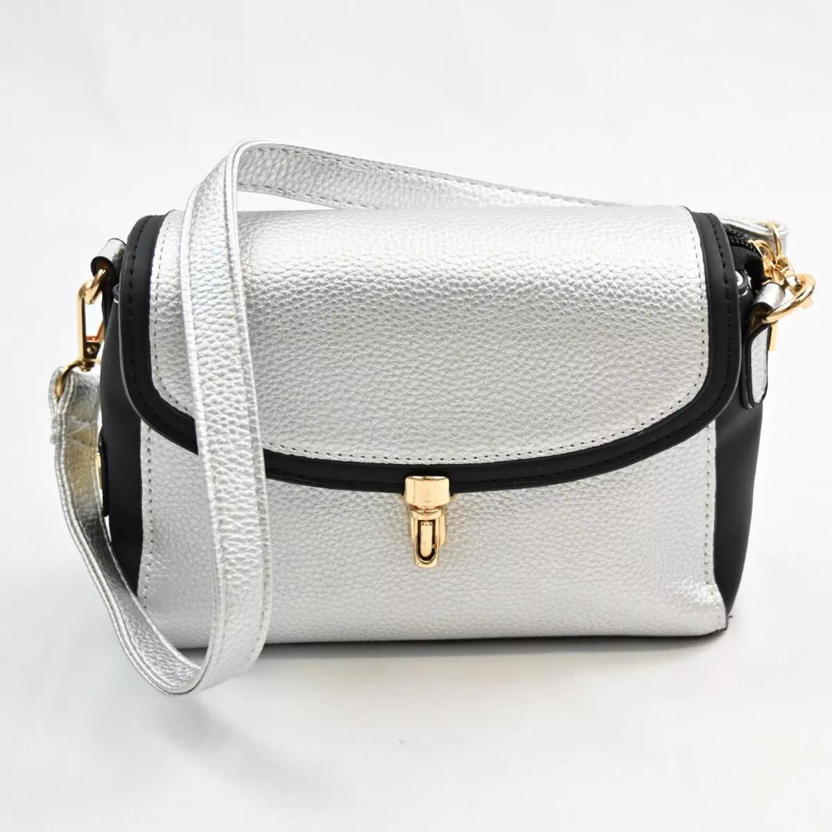 Handtasche Ausgehtasche Alltagstasche Schultertasche silber schwarz edel  elegant - Main Image