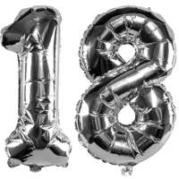 Set Zahlenluftballons 18. Geburtstag silber 70 cm Folienballon Helium Ballon Luftballon Happy Birthday