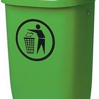Abfallbehälter 50l Ku. grün H.395xB.250xT.650mm mit Regenhaube