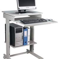 PC work table H720-1100xW600xD500mm, light grey, RAL 7035 mobile
