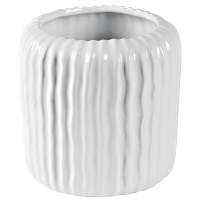 Vase Rillen glasiert H16cm weiß, 4 Stück