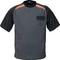 T-shirt size M dark grey/black/orange 50%PES/50%CoolDry with breast pocket