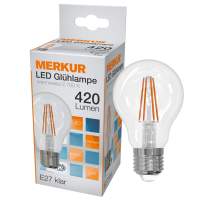 MERKUR LED lamp filament bulb 4W=40W E2, 5 packs