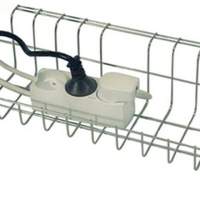 Cable basket W490xD100xH80-85mm silver, suitable for desk