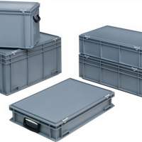 Plastic case 70l PP with 2 handles L600xW400xH353mm gray stackable