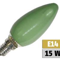Kerzenlampe PHILOS B35 Speziallampe E14, 230V, 15W, stossfest, grün
