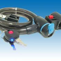 Spiral cable lock, steel cable 70/15 with illuminated key