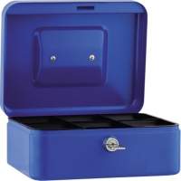 Cash box 20x9x16cm 6 compartments blue