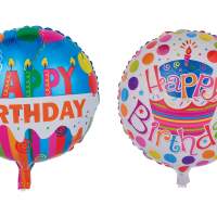 Фольгированные шары "Happy Birthday" около 45 см, 2 шт., разноцветные