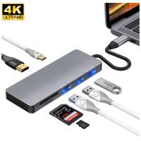 USB C Hub, Aluminium Typ C Adapter mit 4K HDMI Port, SD/Micro SD Kartenleser, USB 3.0/2.0 Ports USB Adapter für Galaxy, Huawei,