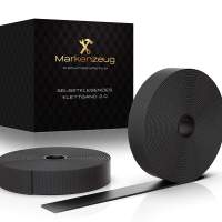 MARKENZEUG© Premium Klettband Selbstklebend Extra Stark Schwarz 8 Meter - Klettverschluss doppelseit-open box