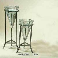 2er Set Teekerzenhalter aus Metall mit Glaskristall Kerzenhalter Windlicht