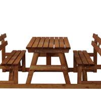 DeholzwART Picknicktisch mit Rückenlehne XL 170 X 73