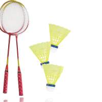 Badminton Erwachsene Federball Schläger Set inkl. 3X Federbälle Badmintonbälle für Training & Wettkampf