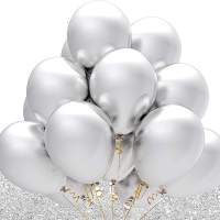 50x Luftballons Silber Ø 35 cm - Helium - Kein Plastik -100 % Bio & recyclebar - metallic Deko Dekoration